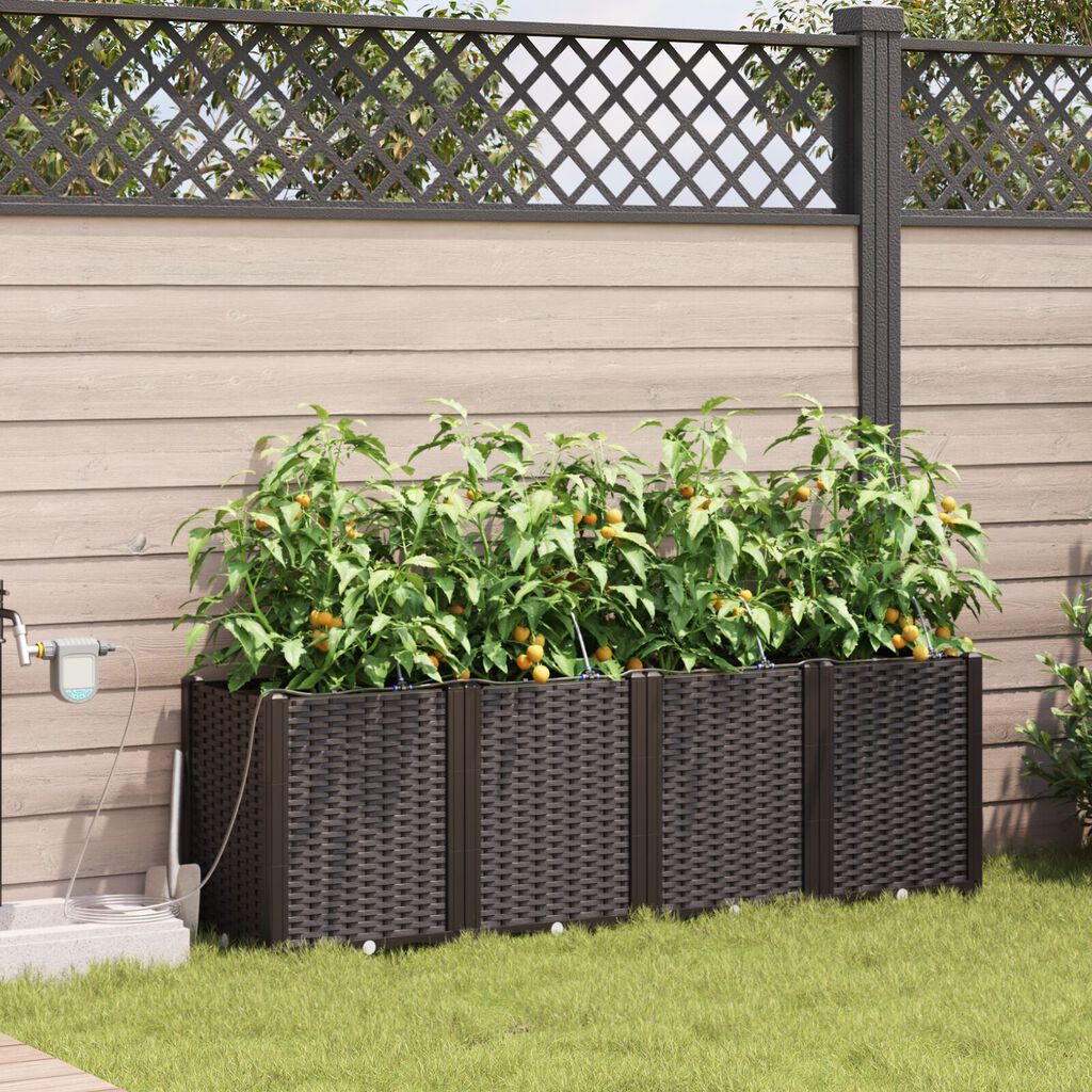vidaXL Γλάστρες Κήπου 1 τεμ Καφέ 160 x 40 x 52 cm Πλαστικό
