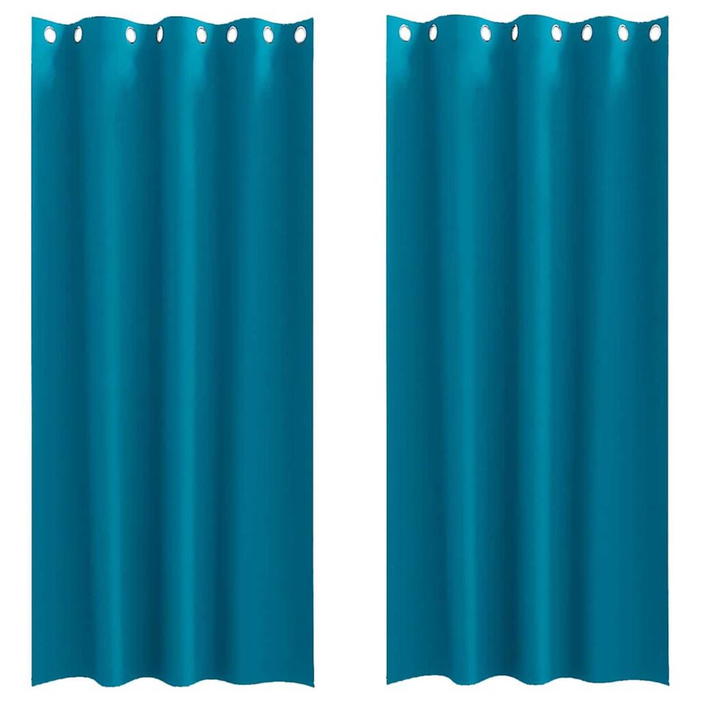vidaXL Κουρτίνες με κουρτίνες 2 pcs Τιρκουάζ Πολυεστέρας