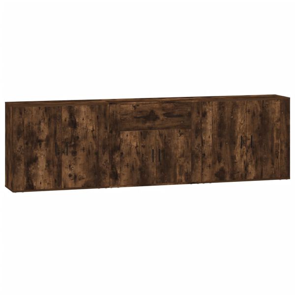 vidaXL Ντουλάπια 3 τεμ. Καπνιστή δρυς Επεξεργασμένο Ξύλο