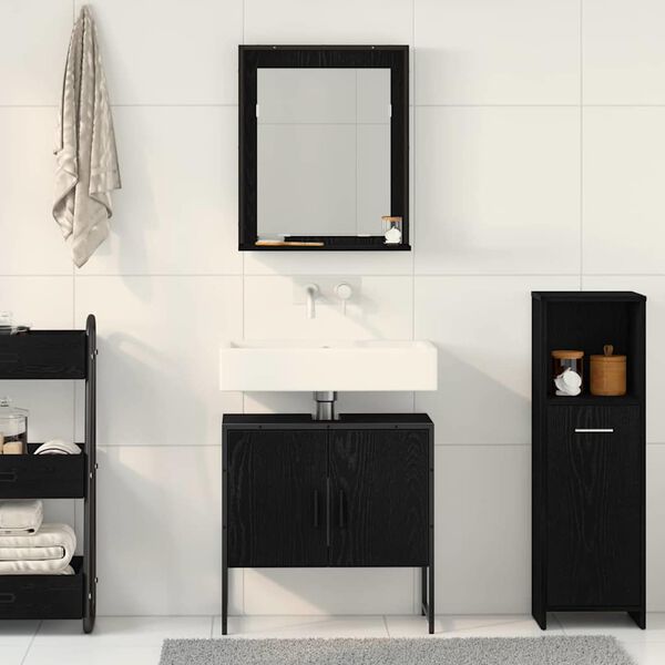 vidaXL Σετ Επίπλων Μπάνιου με αποθήκευση 2 pcs Μαύρο 60 x 33 x 60 εκ