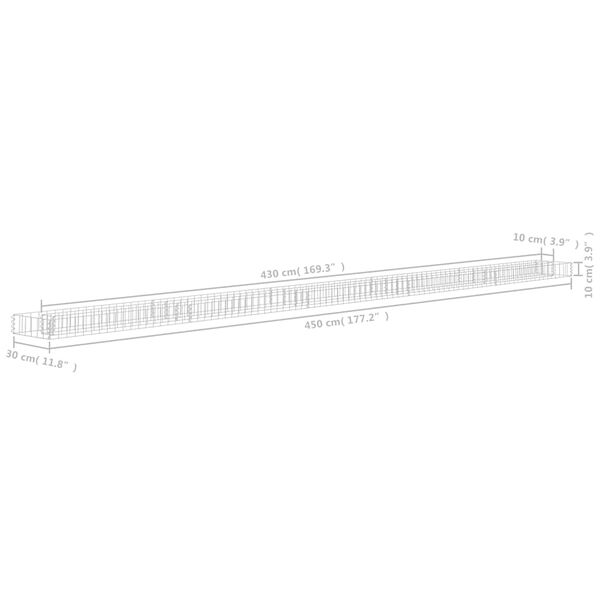 vidaXL Συρματοκιβώτιο-Γλάστρα Υπερυψωμένη 450x30x10 εκ. Γαλβ. Χάλυβας