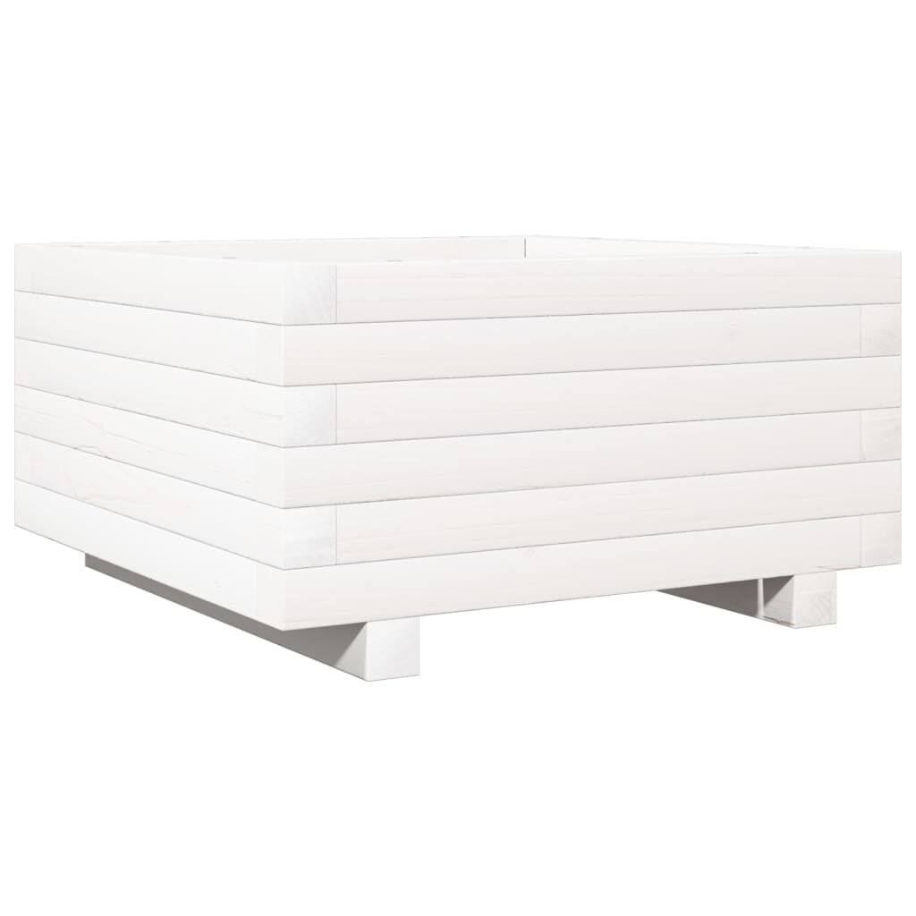 vidaXL Ζαρντινιέρα Κήπου Λευκή 50x50x26,5 εκ. από Μασίφ Ξύλο Πεύκου