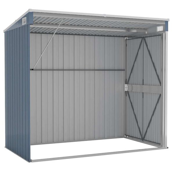 vidaXL Αποθήκη Κήπου Επιτοίχια Γκρι 118x194x178 εκ από Γαλβ. Ατσάλι
