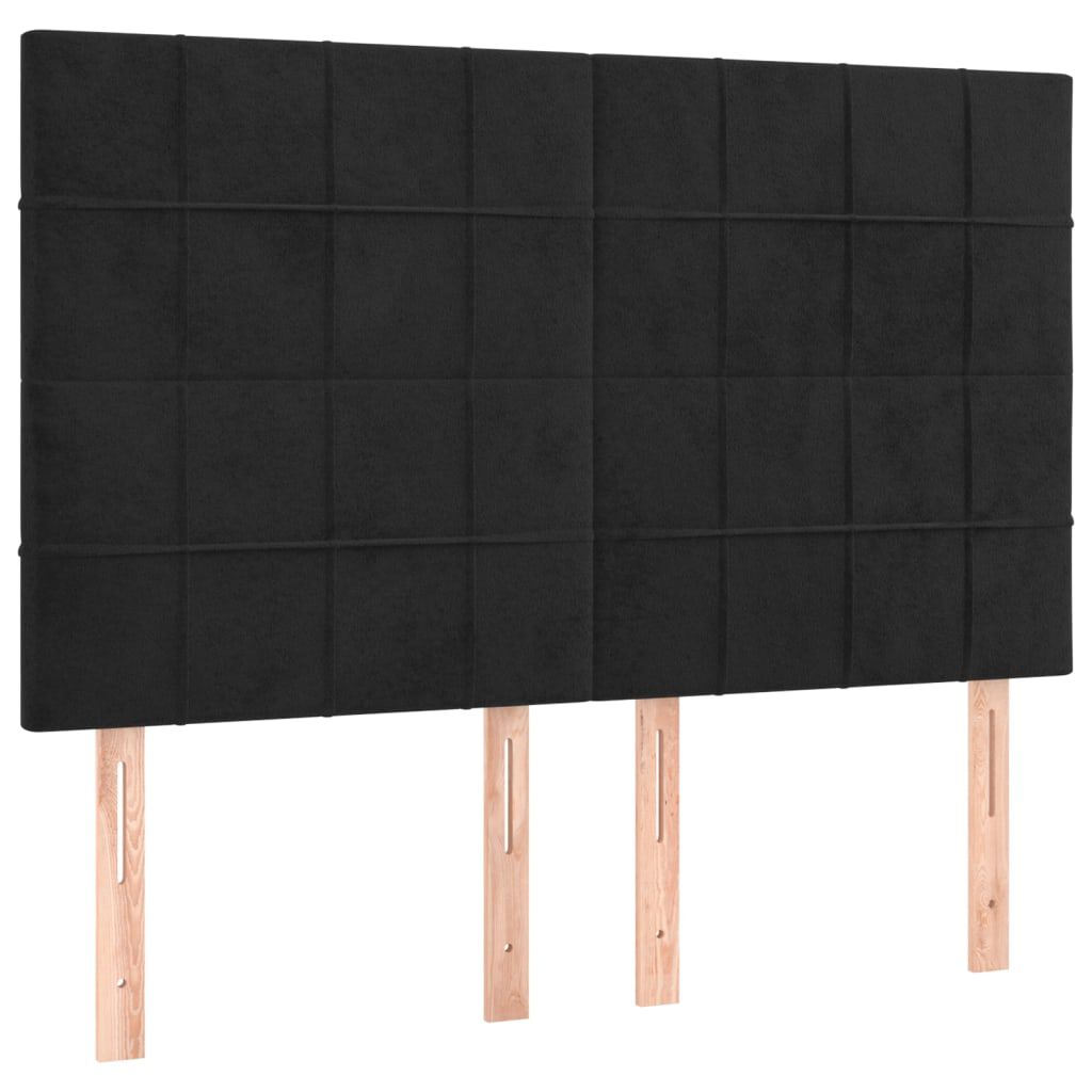 vidaXL Κρεβάτι Boxspring με Στρώμα & LED Μαύρο 140x190 εκ. Βελούδινο