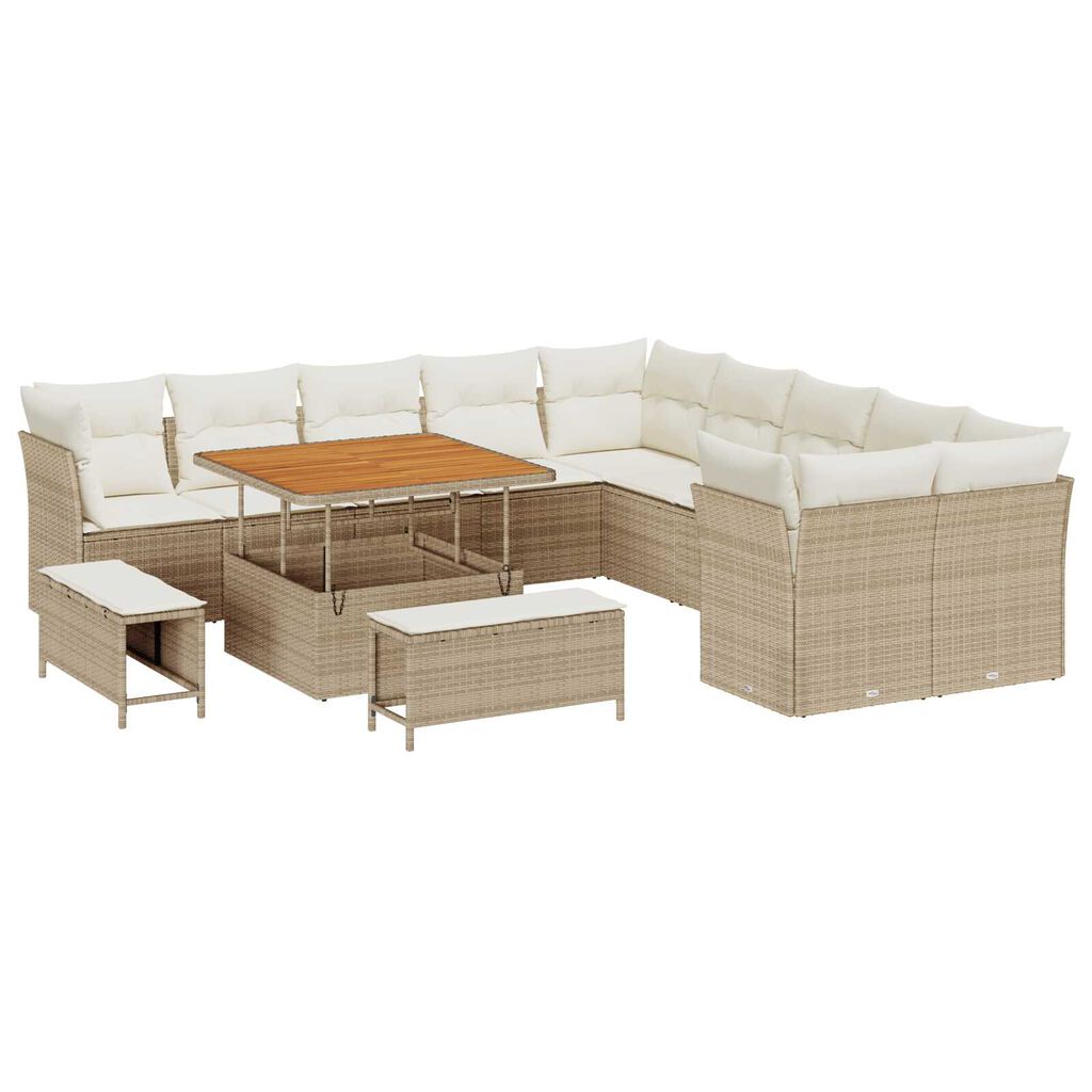 vidaXL Σετ Καναπέ Κήπου 13 pcs Μπεζ συνθετικό ρατάν