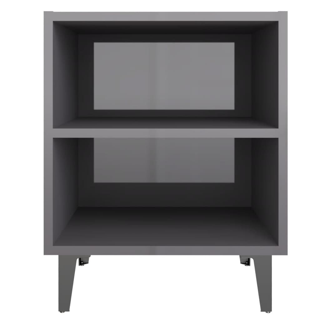vidaXL Κομοδίνα 2 τεμ. Γυαλιστερό Γκρι 40x30x50 εκ. με Μεταλλικά Πόδια