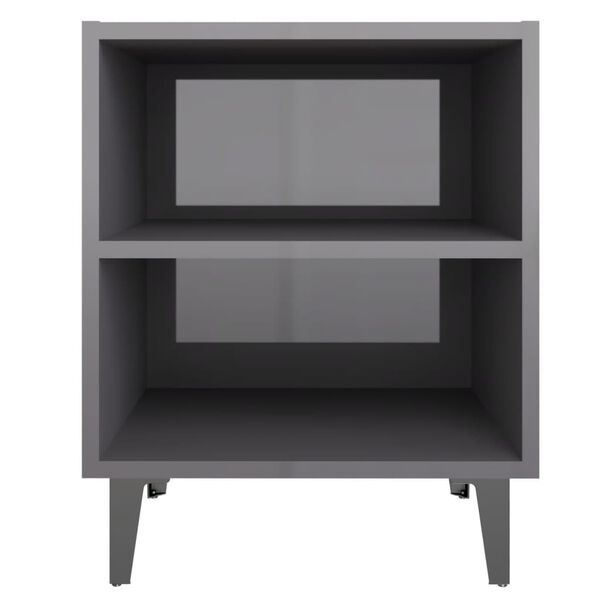 vidaXL Κομοδίνα 2 τεμ. Γυαλιστερό Γκρι 40x30x50 εκ. με Μεταλλικά Πόδια