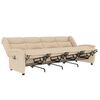 vidaXL Πολυθρόνα Μασάζ Τετραθέσια Ανακλινόμενη Κρεμ Υφασμάτινη