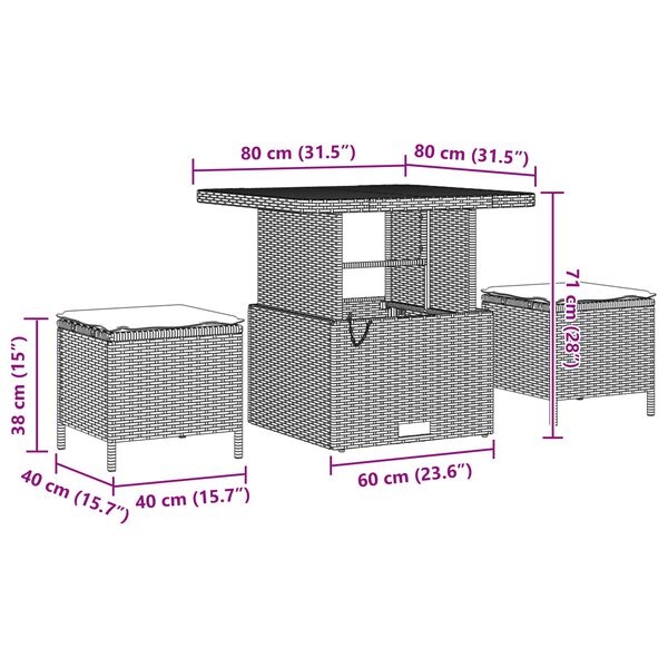 vidaXL &Sigma;&epsilon;&tau; &Kappa;&alpha;&nu;&alpha;&pi;έ &Kappa;ή&pi;&omicron;&upsilon; &mu;&epsilon; &mu;&alpha;&xi;&iota;&lambda;ά&rho;&iota; &mu;&epsilon; &alpha;&pi;&omicron;&theta;ή&kappa;&epsilon;&upsilon;&sigma;&eta; 9 pcs &Mu;&alpha;ύ&rho;&omicron;