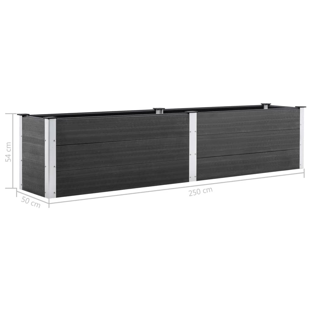 vidaXL Ζαρντινιέρα Υπερυψωμένη Γκρι 250 x 50 x 54 εκ. από WPC