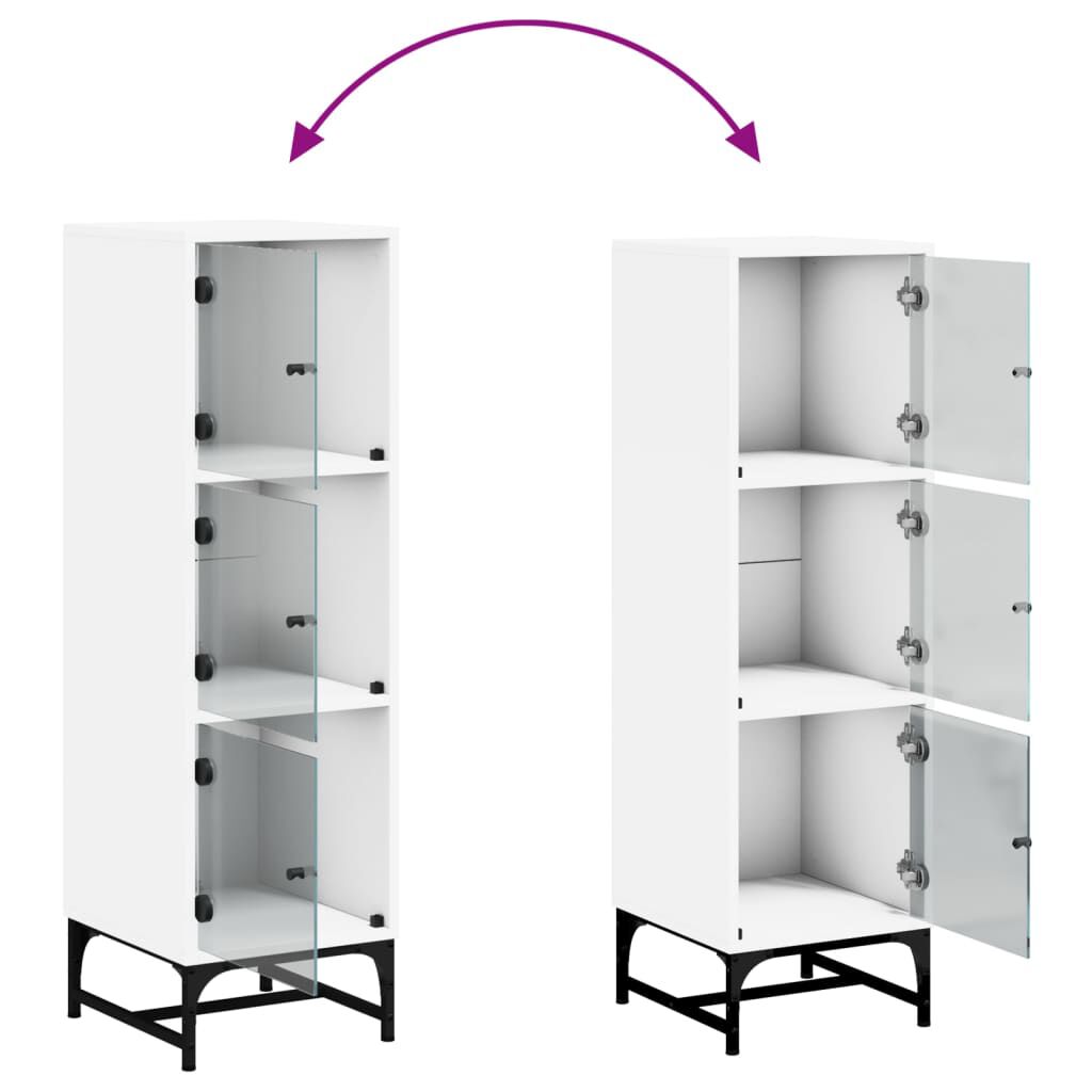 vidaXL Ντουλάπι Λευκό 35 x 37 x 120 εκ. με Γυάλινες Πόρτες