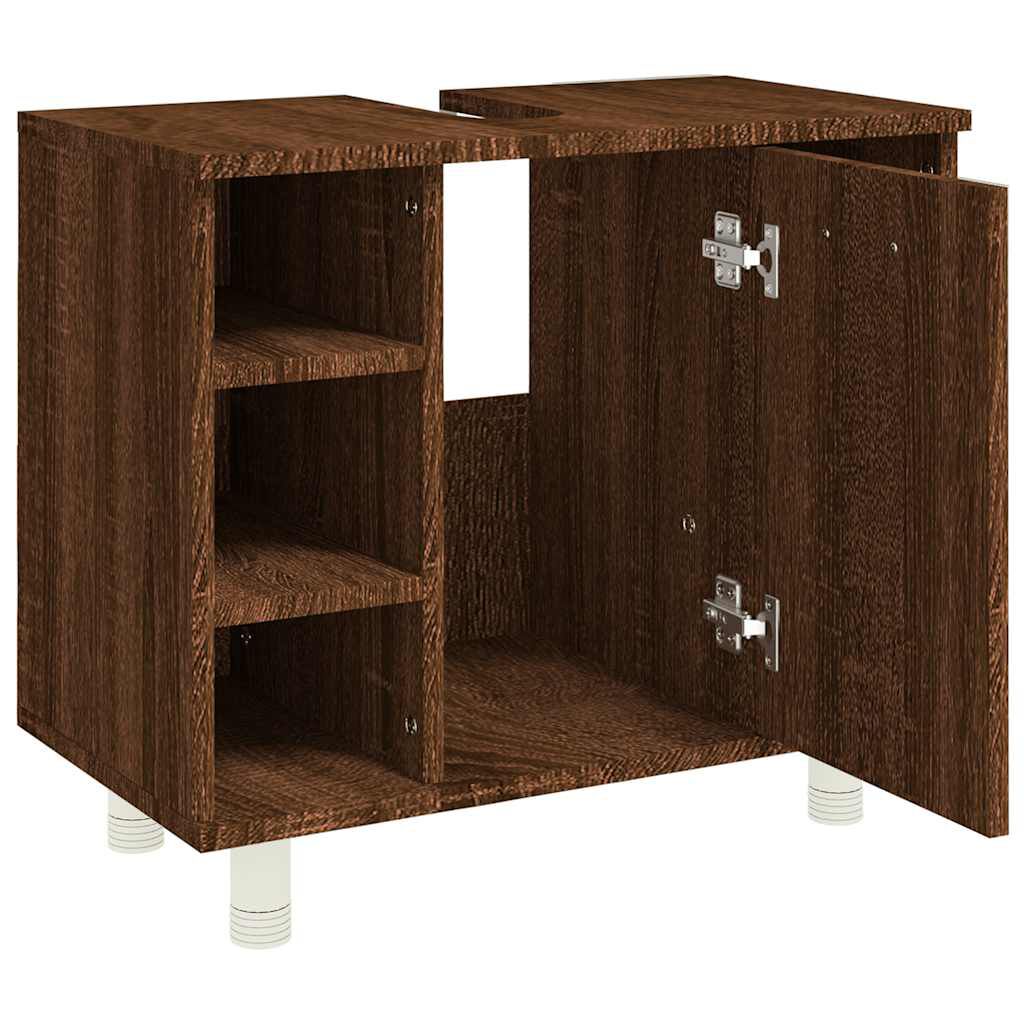 vidaXL Ντουλάπι Μπάνιου Καφέ Δρυς 60x32x53,5 εκ. Επεξεργασμένο Ξύλο