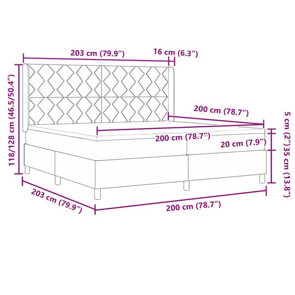vidaXL Κρεβάτι Box Spring LED με Στρώμα Μαύρο 200 x 200 cm Βελούδο