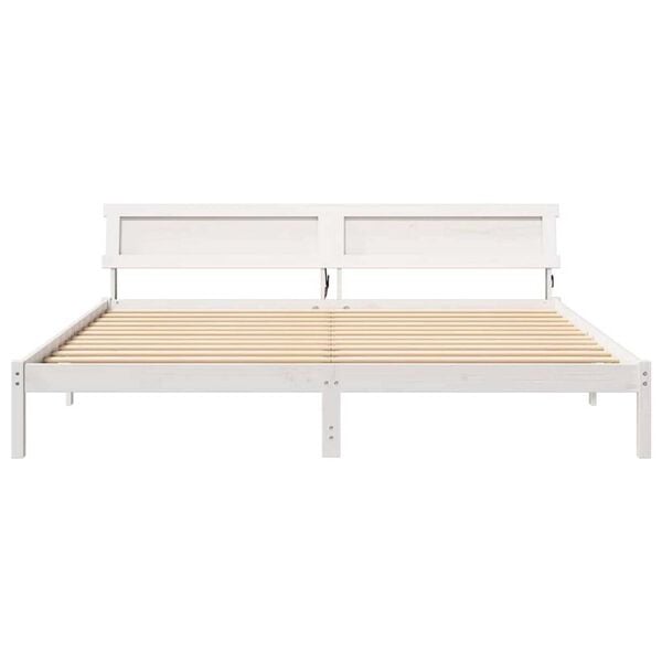 vidaXL Σκελετός Κρεβατιού Λευκό 200 x 200 cm Μασίφ ξύλο πεύκου