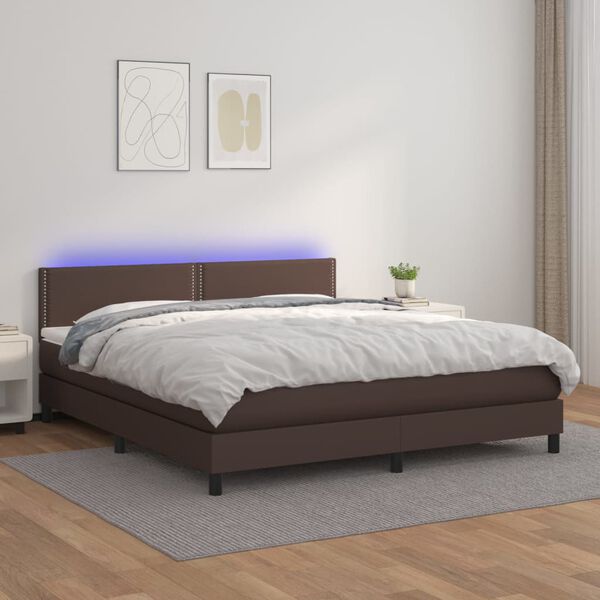 vidaXL &Kappa;&rho;&epsilon;&beta;ά&tau;&iota; Boxspring &mu;&epsilon; &Sigma;&tau;&rho;ώ&mu;&alpha; & LED &Kappa;&alpha;&phi;έ 180x200 &epsilon;&kappa;. &Sigma;&upsilon;&nu;&theta;. &Delta;έ&rho;&mu;&alpha;