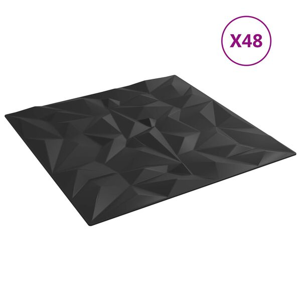 vidaXL &Pi;ά&nu;&epsilon;&lambda; &tau;&omicron;ί&chi;&omicron;&upsilon; 48 pcs &Mu;&alpha;ύ&rho;&omicron; 50 x 50 cm &Phi;&epsilon;&lambda;&iota;&zeta;ό&lambda; XPS