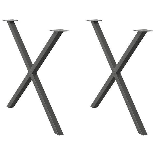 vidaXL Πόδια Τραπεζαρίας σε Σχήμα Χ, 2 τεμ. Ανθρακί 90x(72-73) εκ. Ατσάλι
