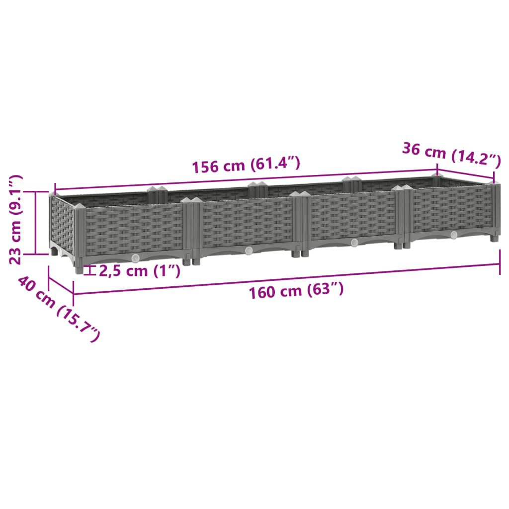 vidaXL Ζαρντινιέρα 160 x 40 x 23 εκ. από Πολυπροπυλένιο