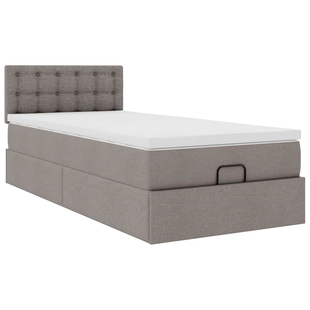 vidaXL Οθωμανικό κρεβάτι με στρώμα Taupe 100x200cm ύφασμα