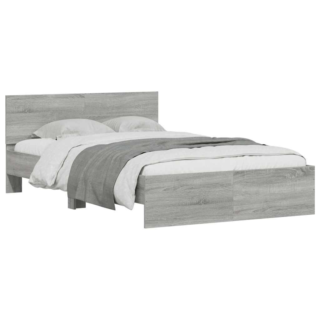 vidaXL Πλαίσιο Κρεβατιού με Κεφαλάρι/LED Γκρι Sonoma 120x190 εκ.