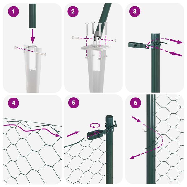 vidaXL Σέτ Περίφραξης Σετ 2 Πράσινο Ατσάλι, PVC 25 x 1.2 μ Ανθεκτικό