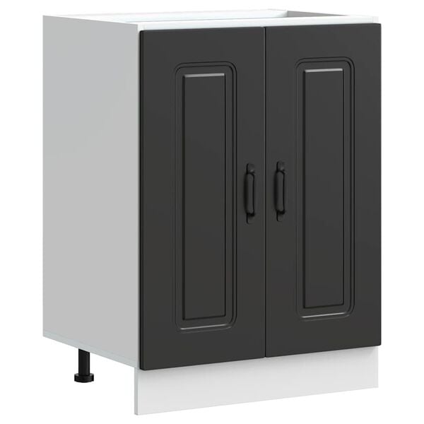 vidaXL Ντουλάπι βάσης νεροχύτη Kalmar Μαύρο 60x46x81,5 εκ. Επεξ. Ξύλο