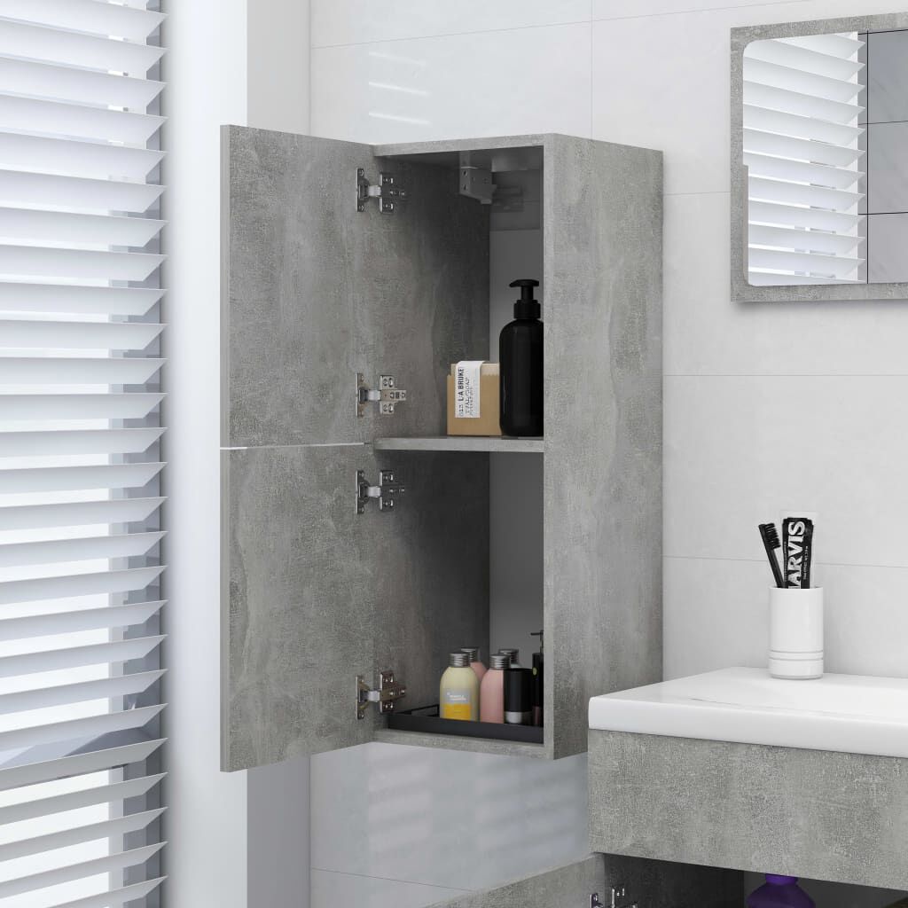 vidaXL Ντουλάπι Μπάνιου Γκρι Σκυροδέματος 30x30x80 εκ. από Επεξ. Ξύλο