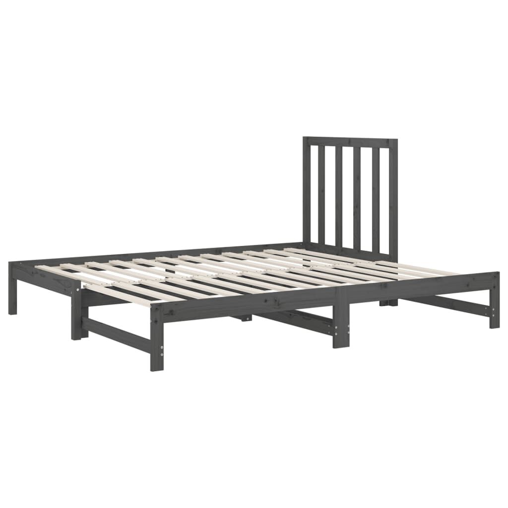 vidaXL Καναπές Κρεβάτι Συρόμενος Γκρι 2x(90x200) εκ. Μασίφ Ξύλο Πεύκου