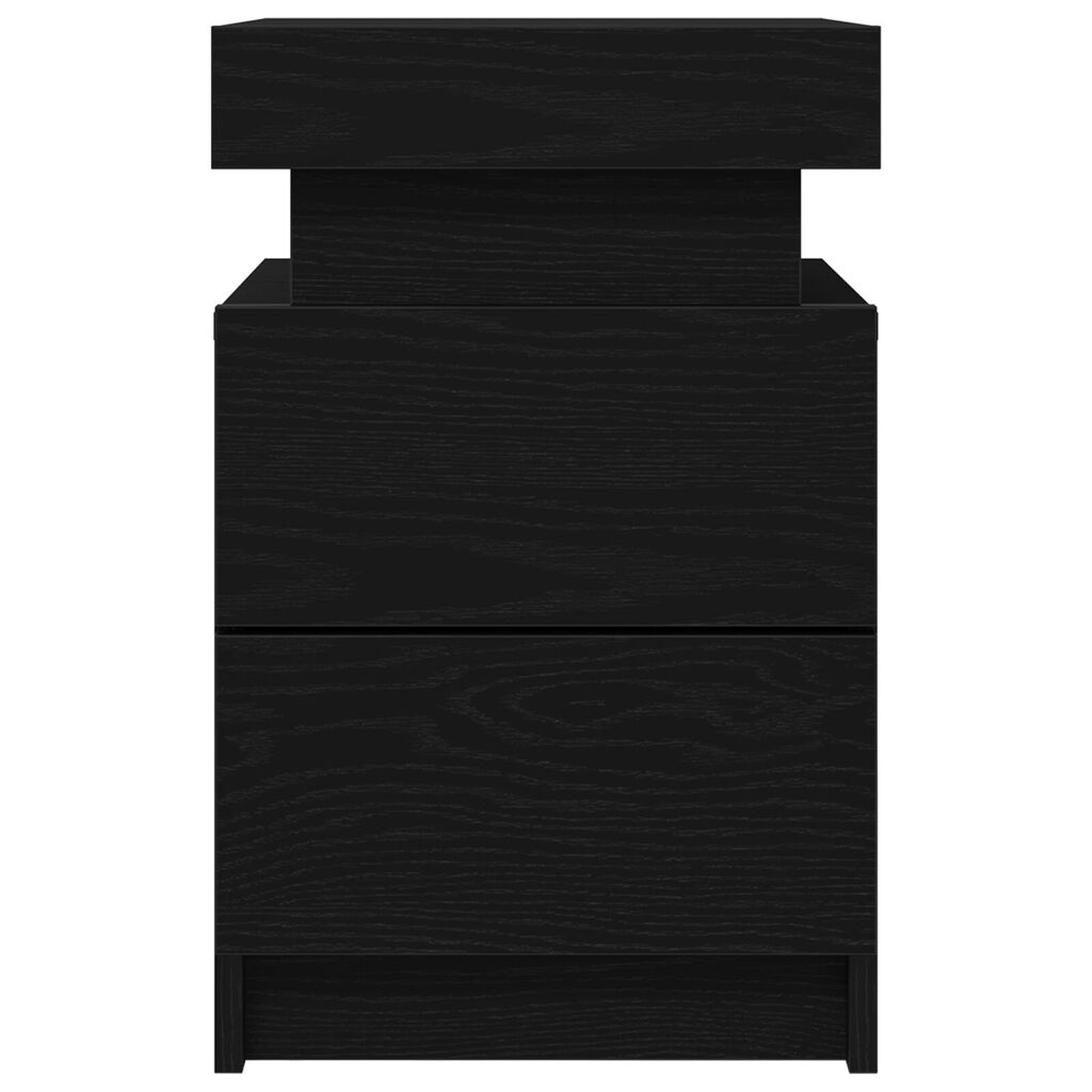 vidaXL Κομοδίνο με LED Φώτα Μαύρο Δρυς 35x39x55 εκ