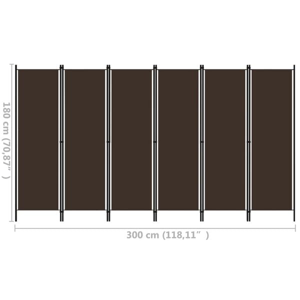 vidaXL Διαχωριστικό Δωματίου με 6 Πάνελ Καφέ 300 x 180 εκ.