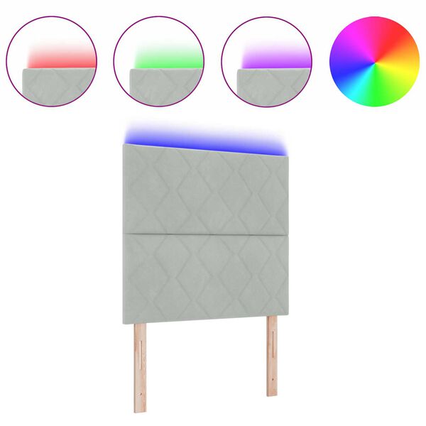vidaXL LED Κεφαλάρι με Σχεδίαση Διαμαντιών σε Ανοιχτό Γκρι, 100 εκ, Βελούδινο