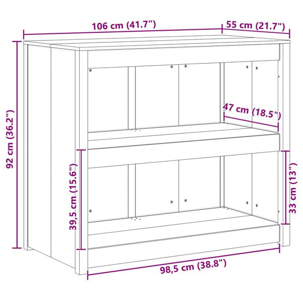 vidaXL Ντουλάπι Κουζίνας Εξωτερικού 106x55x92 cm Μασίφ Ξύλο Πεύκου