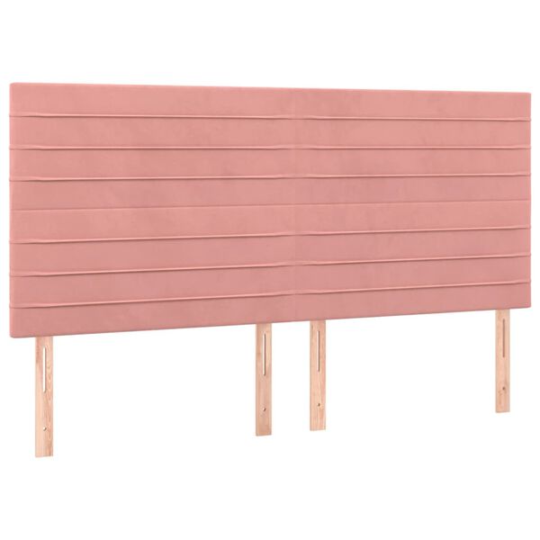 vidaXL Κρεβάτι Boxspring με Στρώμα Ροζ 160x200 εκ. Βελούδινο