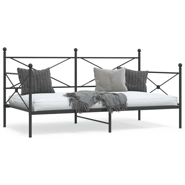 vidaXL Κρεβάτι ημέρας χωρίς στρώμα Μαύρο 100x200 cm Ατσάλι