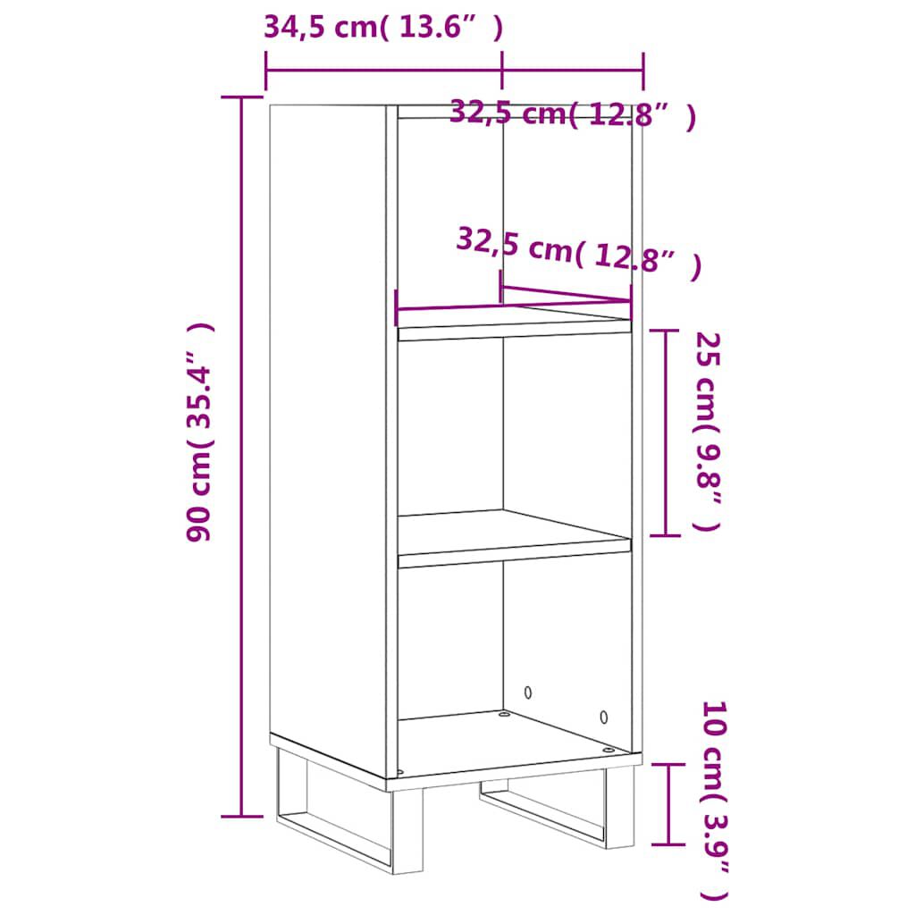 vidaXL Ντουλάπι Γκρι sonoma 34,5x32,5x90εκ. από Επεξεργασμένο Ξύλο