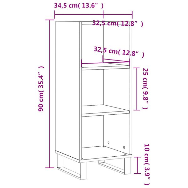 vidaXL Ντουλάπι Γκρι sonoma 34,5x32,5x90εκ. από Επεξεργασμένο Ξύλο