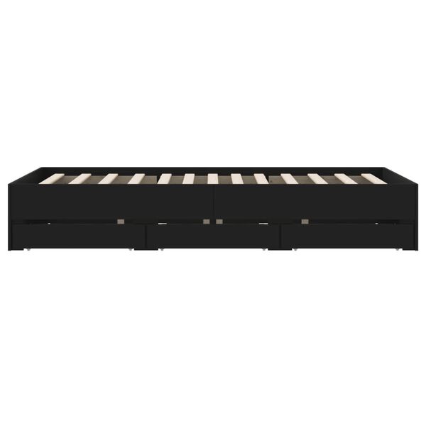 vidaXL Πλαίσιο Κρεβατιού με Συρτάρια Μαύρο 120x190 εκ Επεξεργ. Ξύλο