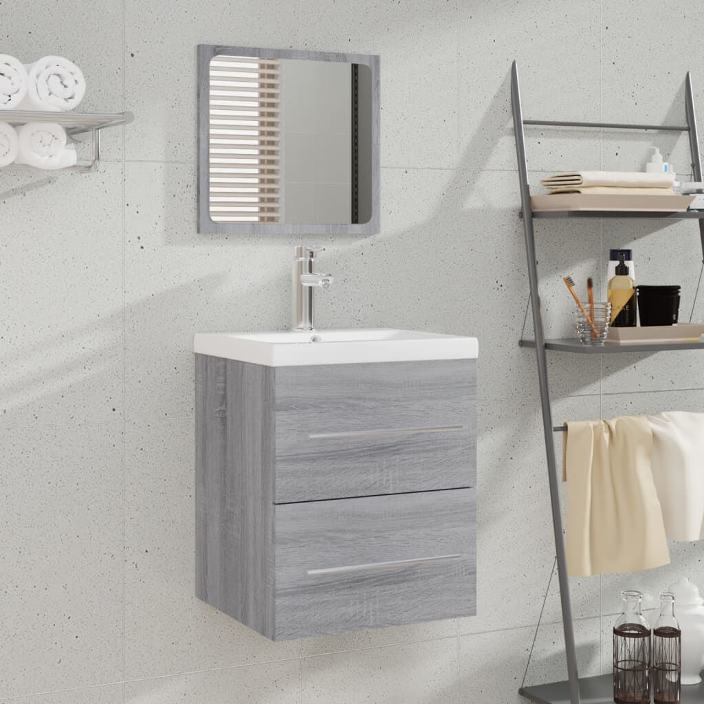 vidaXL Ντουλάπι Μπάνιου με Καθρέφτη Γκρι Sonoma 41x38,5x48 εκ.