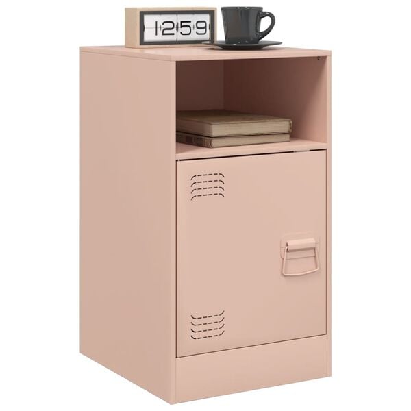 vidaXL Κομοδίνο Ροζ 34,5x39x62 εκ. από Χάλυβα
