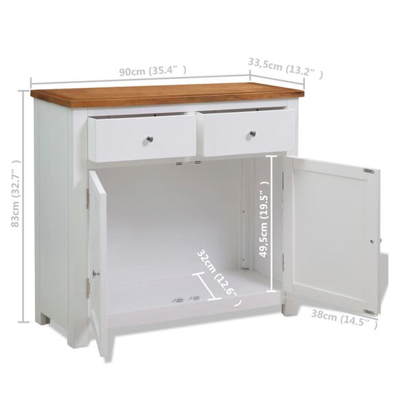 vidaXL Ντουλάπι / Ψηλός Μπουφές 90 x 33,5 x 83 εκ. Μασίφ Ξύλο Δρυός