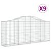 vidaXL Συρματοκιβώτια Τοξωτά 9 τεμ. 200x30x80/100 εκ. Γαλβαν. Ατσάλι