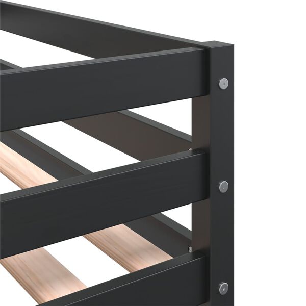vidaXL Κουκέτα με Κουρτίνες Μπλε 90x200 εκ. Μασίφ Ξύλο Πεύκου