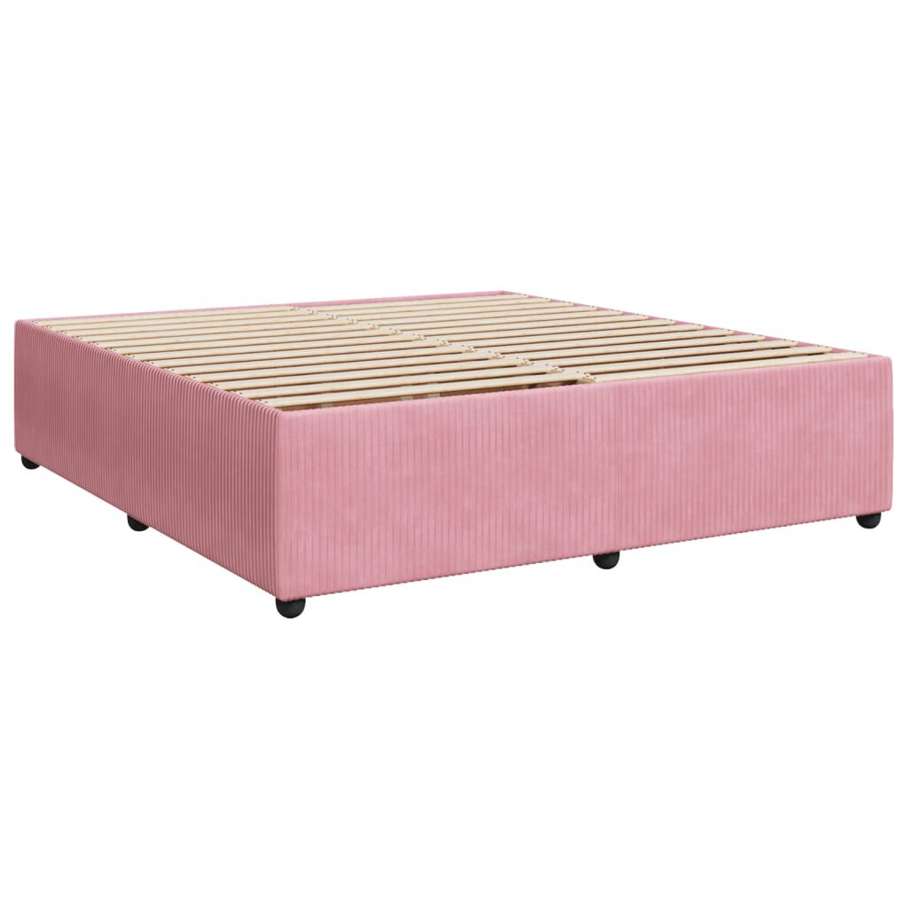 vidaXL Κρεβάτι Boxspring με Στρώμα Ροζ 180x200 εκ. Βελούδινο