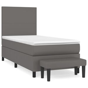 vidaXL Κρεβάτι Boxspring με Στρώμα Γκρι 100x200εκ. από Συνθετικό Δέρμα