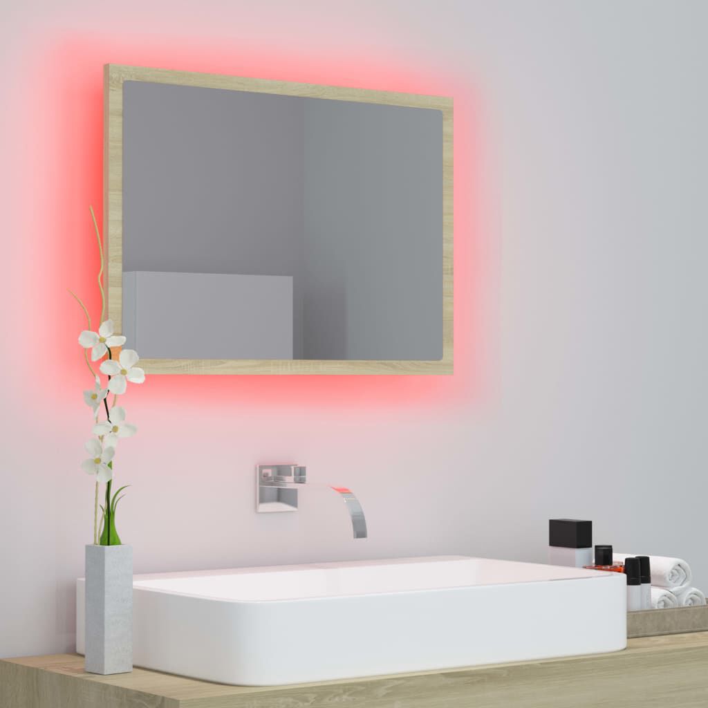 vidaXL Καθρέφτης Μπάνιου με LED Sonoma Δρυς 60x8,5x37 εκ. Ακρυλικός