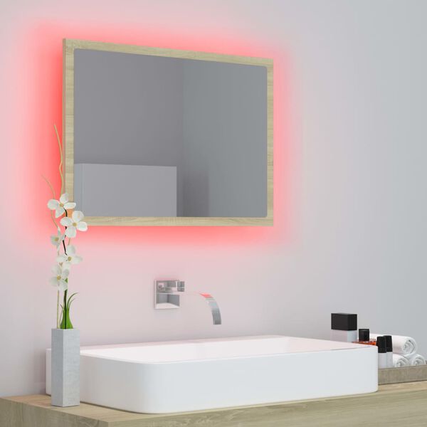 vidaXL Καθρέφτης Μπάνιου με LED Sonoma Δρυς 60x8,5x37 εκ. Ακρυλικός