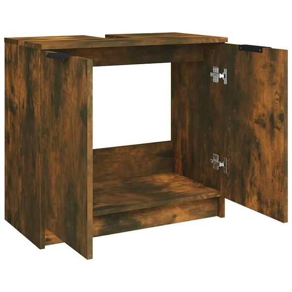 vidaXL Ντουλάπι Μπάνιου Καπνιστή Δρυς 64,5x33,5x59 εκ. Επεξ. Ξύλο