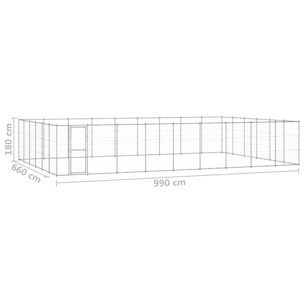 vidaXL Κλουβί Σκύλου Εξωτερικού Χώρου 65,34 μ² από Γαλβανισμένο Χάλυβα