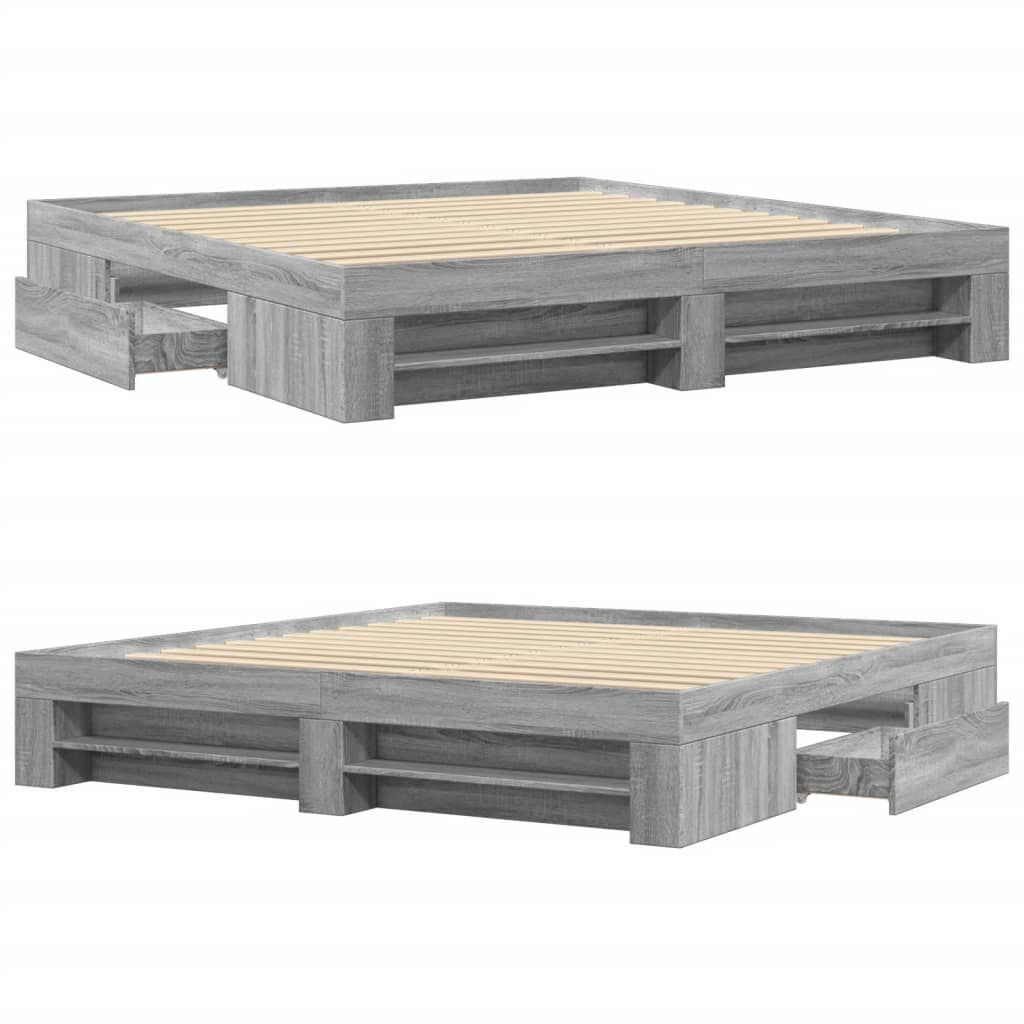vidaXL Πλαίσιο Κρεβατιού Γκρι Sonoma 200x200 εκ. Επεξεργασμένο Ξύλο