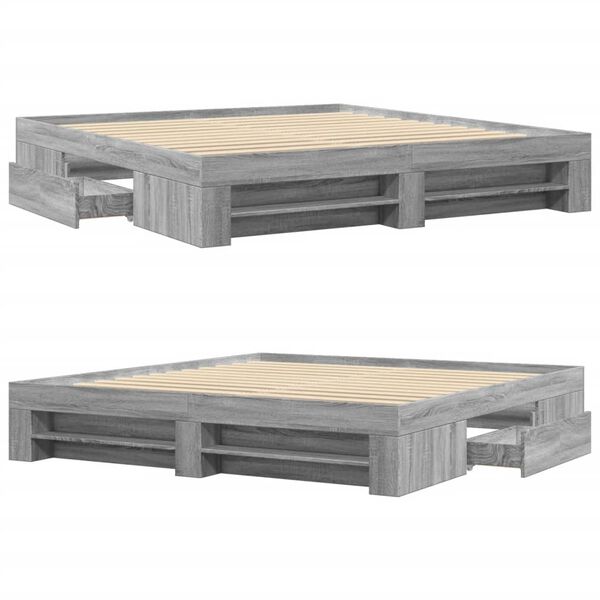 vidaXL Πλαίσιο Κρεβατιού Γκρι Sonoma 200x200 εκ. Επεξεργασμένο Ξύλο
